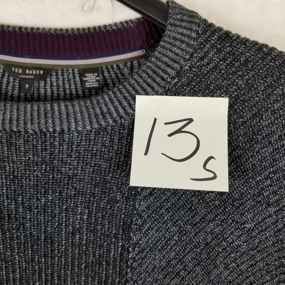Ted‎ Baker London Mens Charcoal Gray Textured Knit Crew Neck Sweater Size 7 XXL - Picture 8 of 8